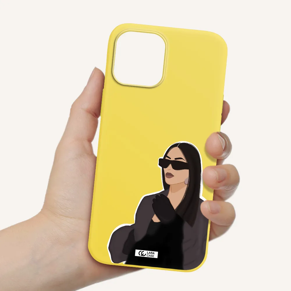Minimalist Portrait Apple iPhone 12 pro max Silicone canary yellow Case
