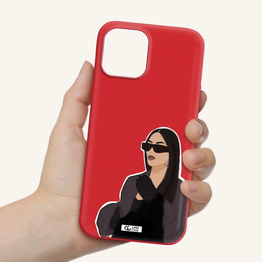 Minimalist Portrait Apple iPhone 12 pro Silicone Imperial Red Case