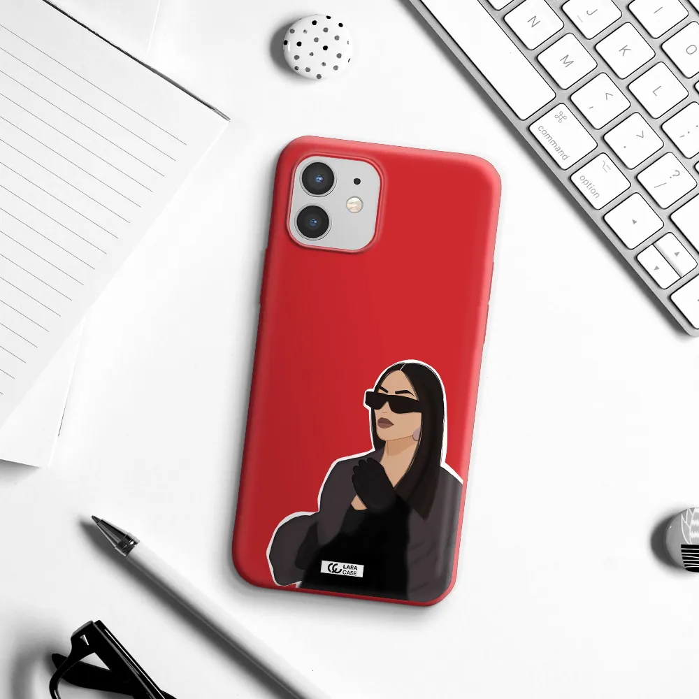 Minimalist Portrait Apple iPhone 12 Silicone Imperial Red Case