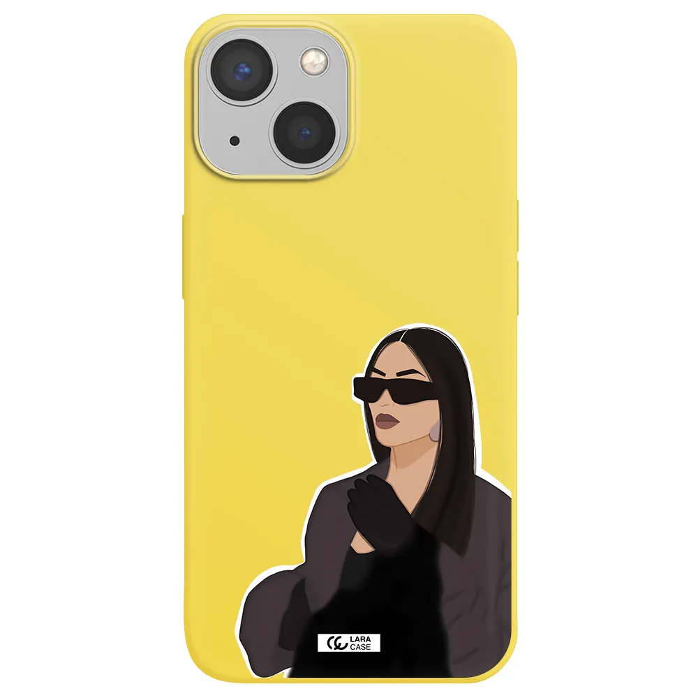 Minimalist Portrait Apple iPhone 13 mini Silicone canary yellow Case