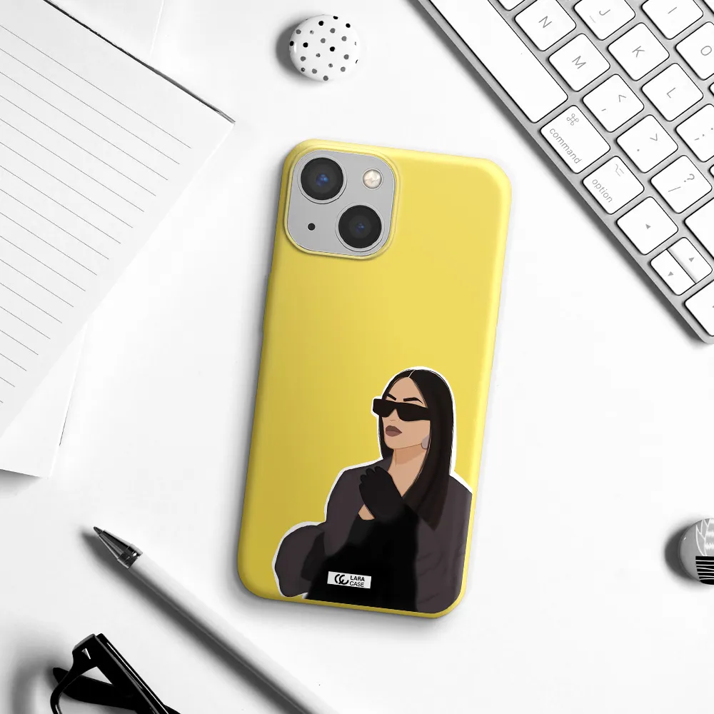 Minimalist Portrait Apple iPhone 13 mini Silicone canary yellow Case