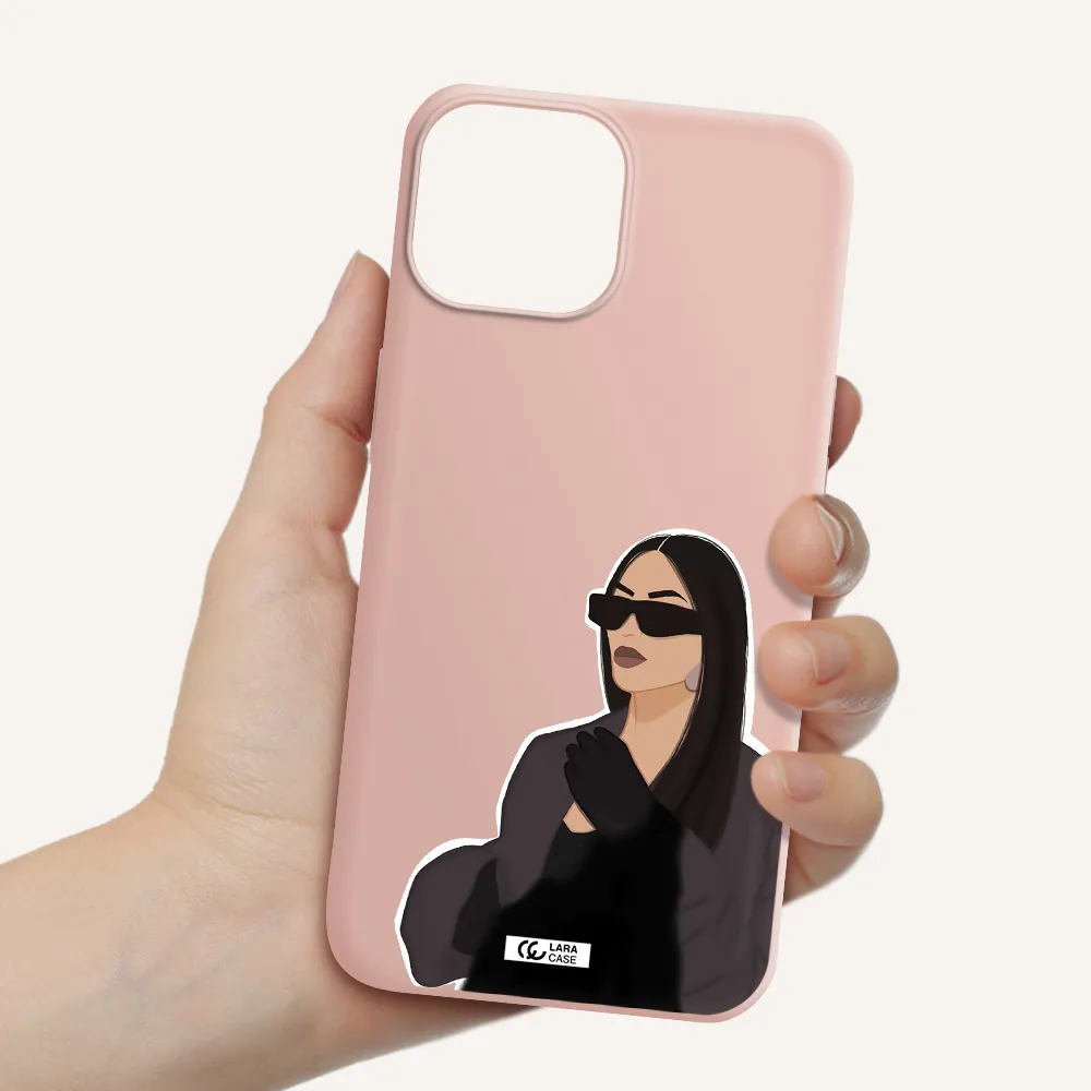 Minimalist Portrait Apple iPhone 13 mini Silicone pastel pink Case