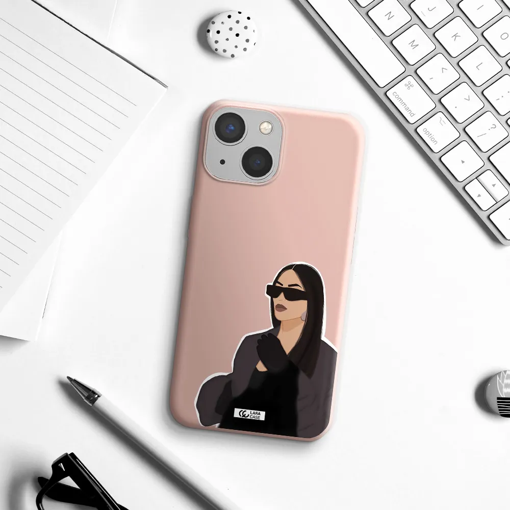 Minimalist Portrait Apple iPhone 13 mini Silicone pastel pink Case
