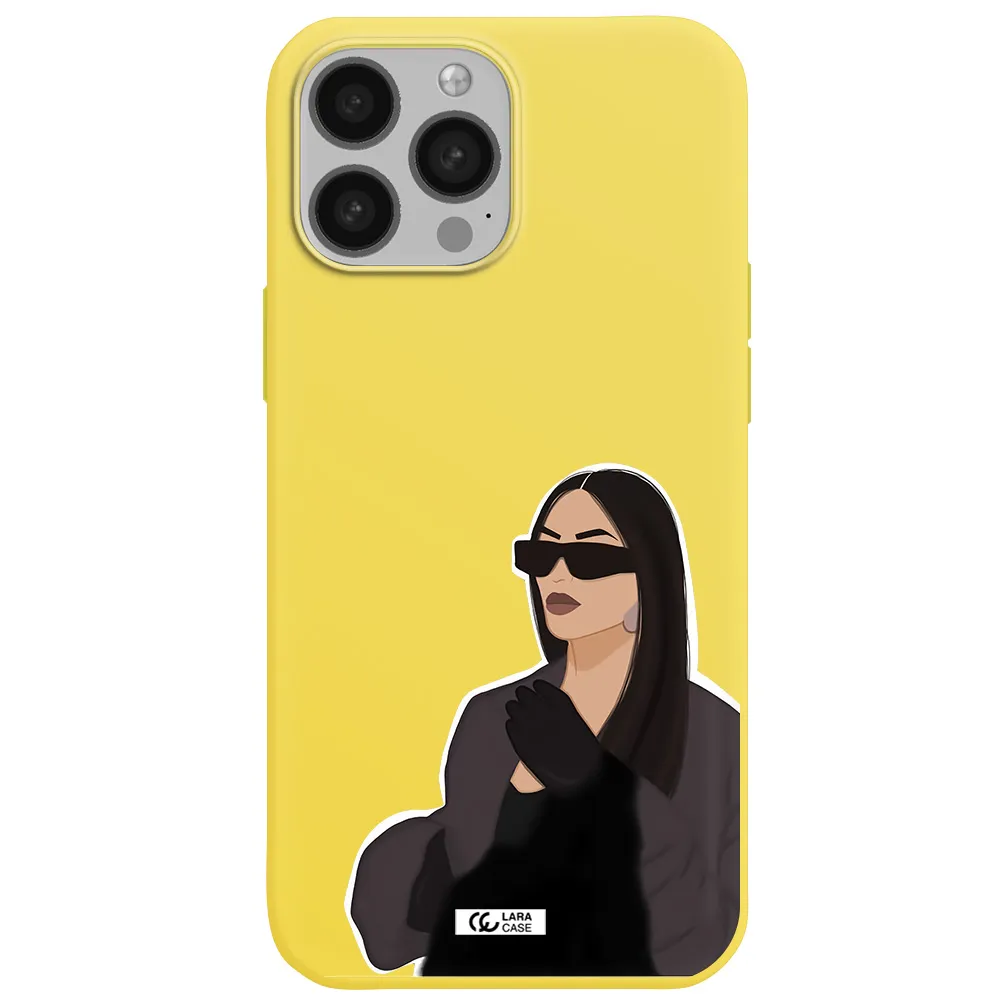 Minimalist Portrait Apple iPhone 13 Pro Silicone canary yellow Case