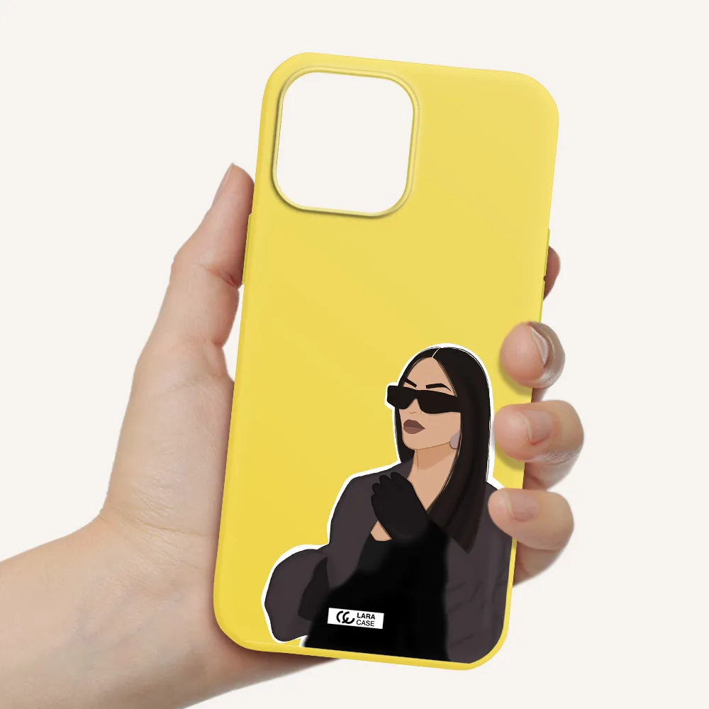 Minimalist Portrait Apple iPhone 13 Pro Silicone canary yellow Case