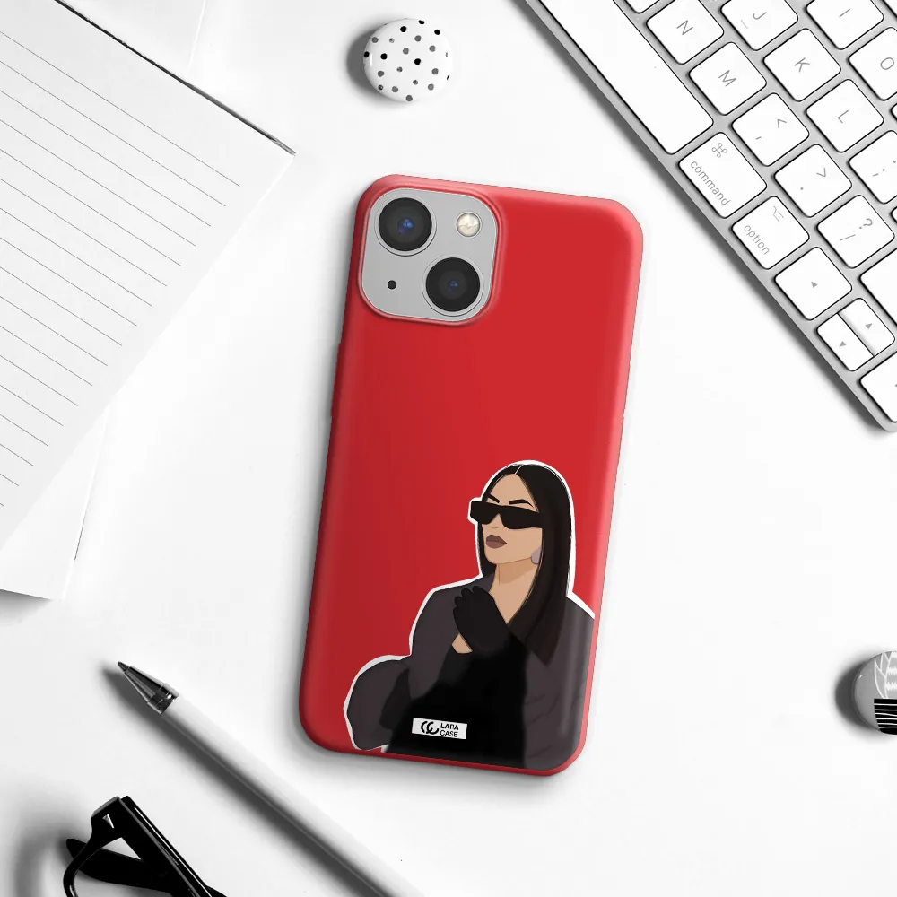 Minimalist Portrait Apple iPhone 13 Silicone Imperial Red Case