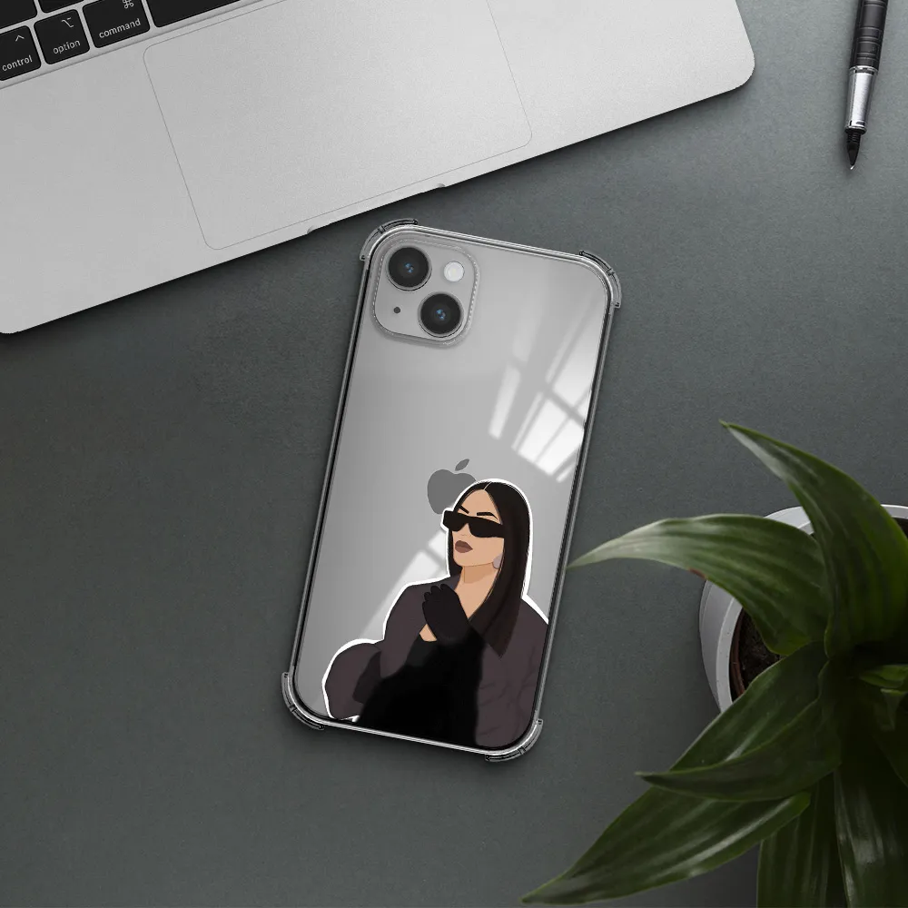 Minimalist Portrait Apple iPhone 14 plus Clear PC Case