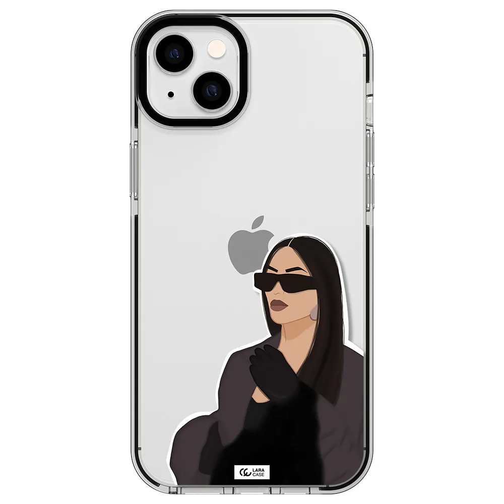 Minimalist Portrait Apple iPhone 14 plus impact black border Case