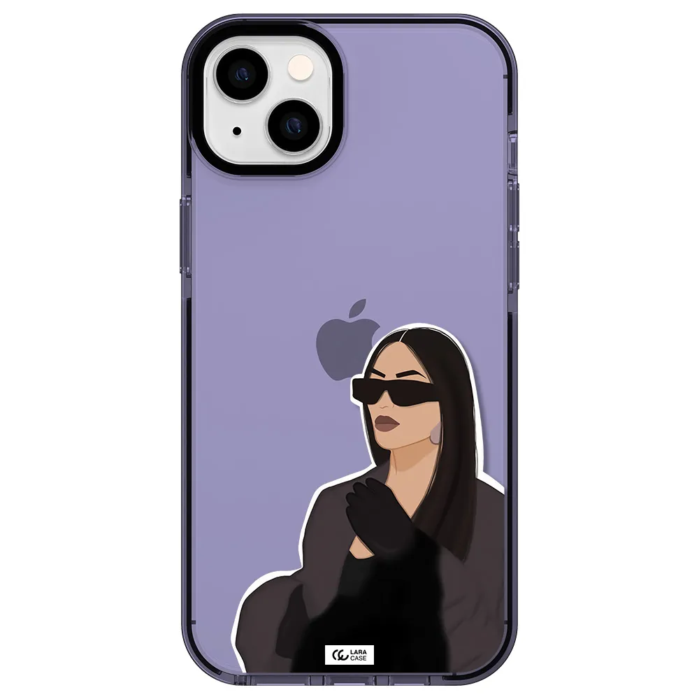 Minimalist Portrait Apple iPhone 14 plus impact Lilac Case