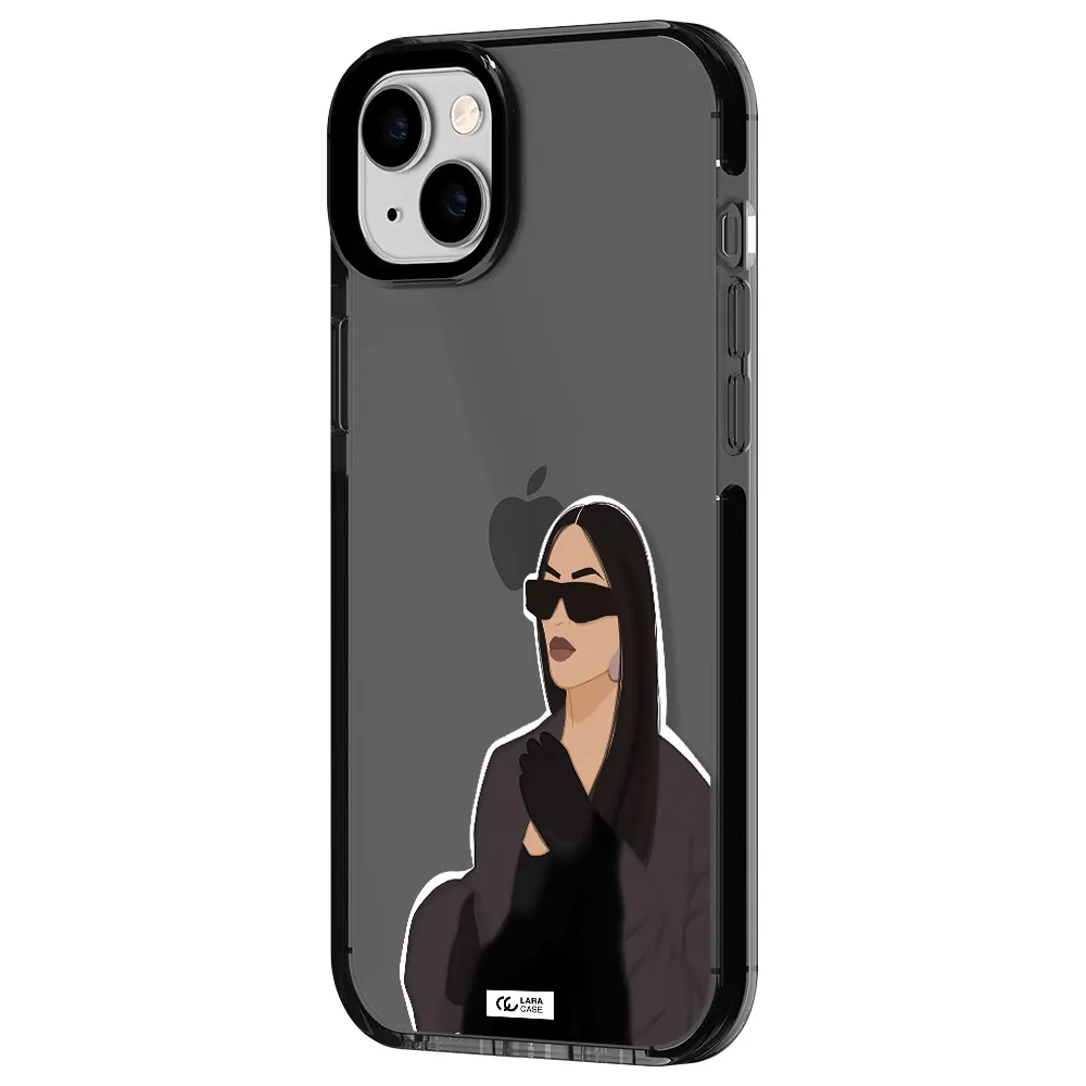 Minimalist Portrait Apple iPhone 14 plus impact Smoke Black Case