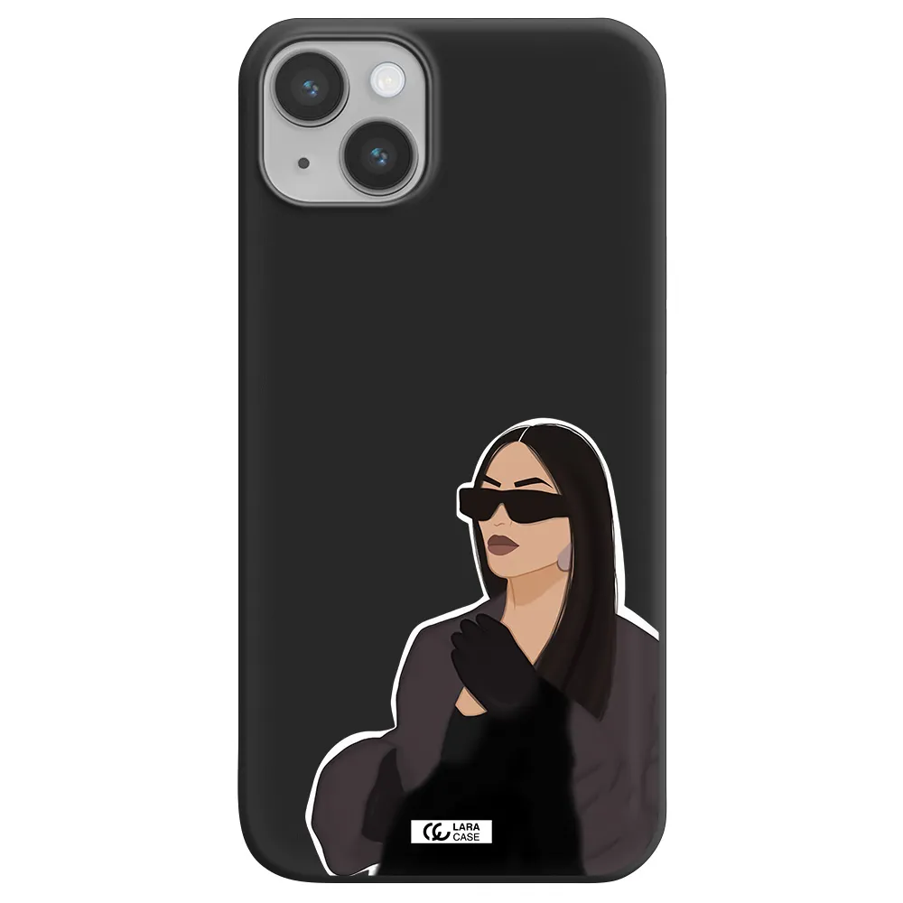 Minimalist Portrait Apple iPhone 14 plus Silicone black Case