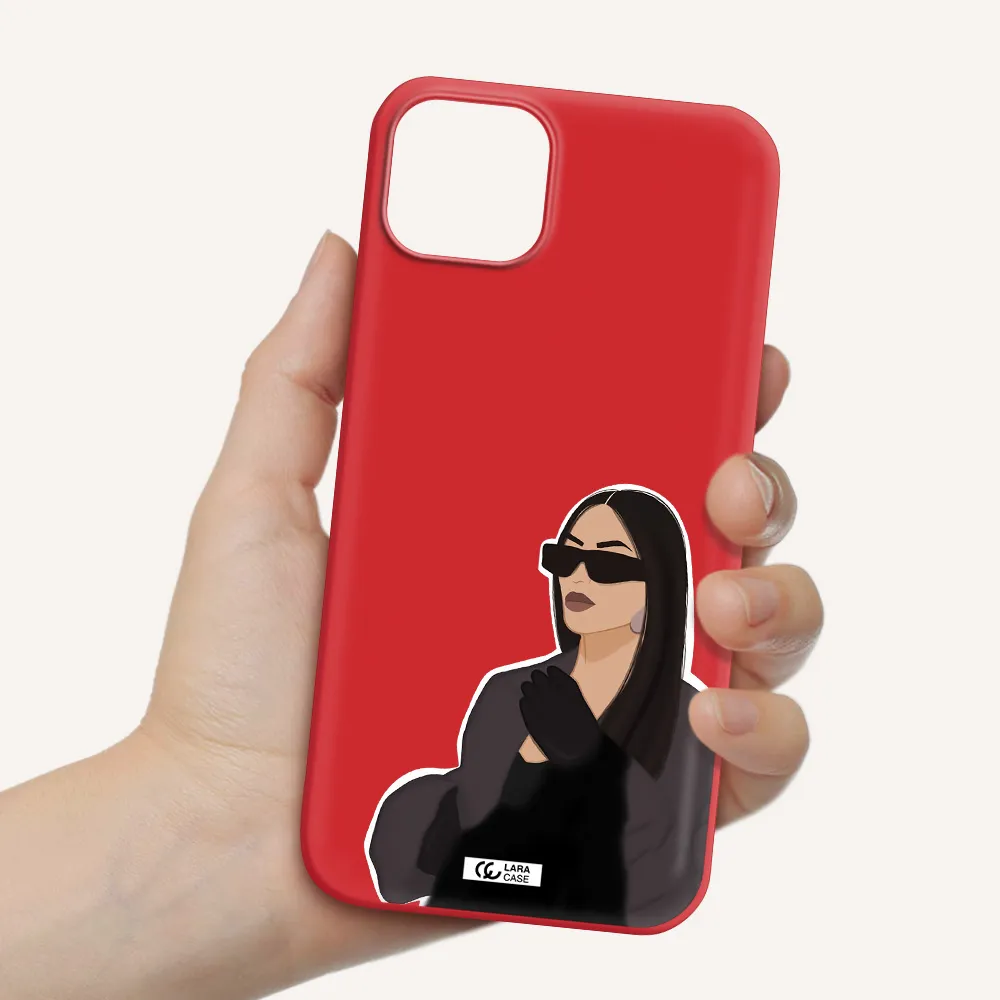 Minimalist Portrait Apple iPhone 14 plus Silicone Imperial Red Case