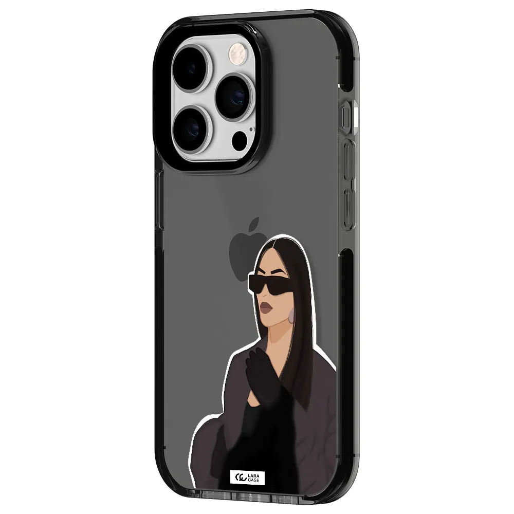 Minimalist Portrait Apple iPhone 14 pro impact Smoke Black Case