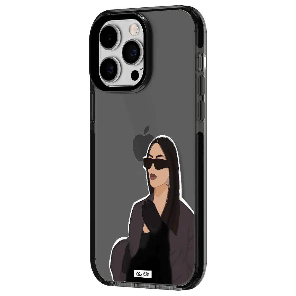 Minimalist Portrait Apple iPhone 14 pro max impact Smoke Black Case
