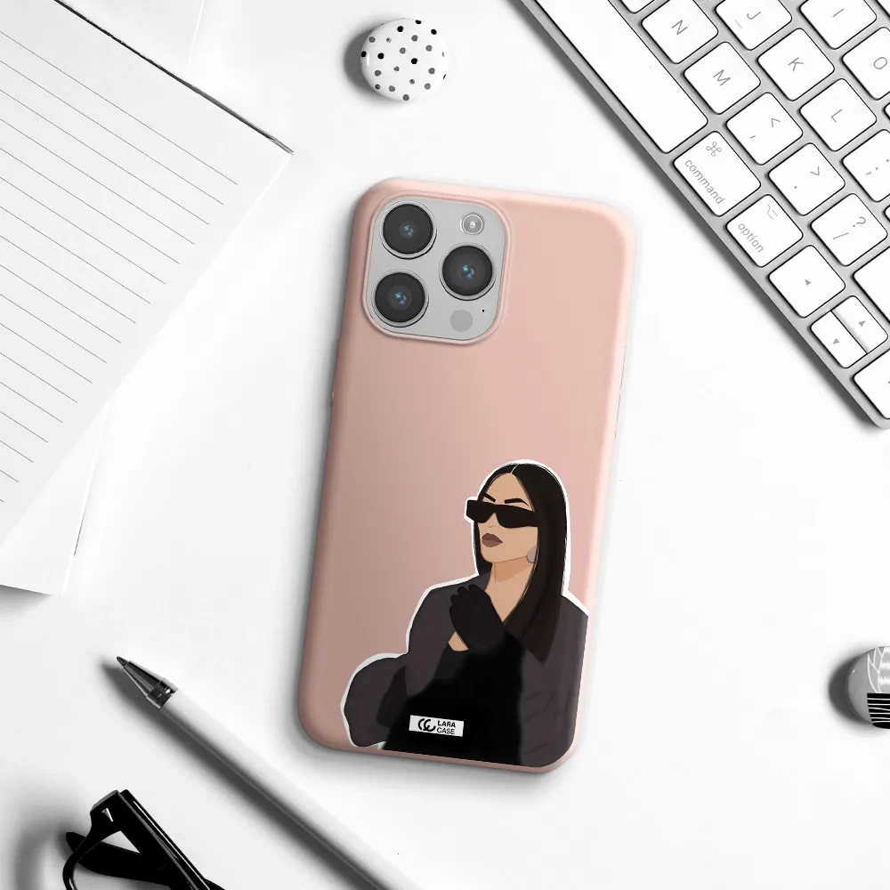 Minimalist Portrait Apple iPhone 14 pro max Silicone pastel pink Case