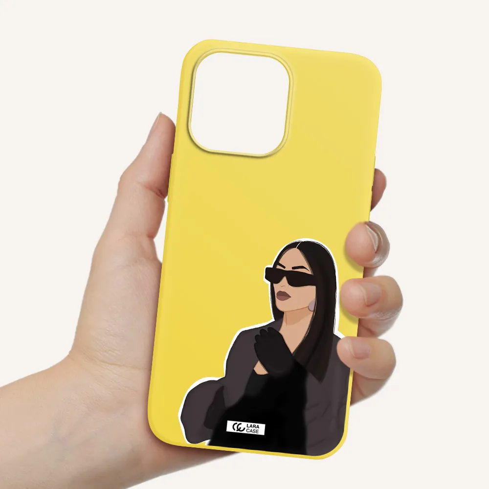 Minimalist Portrait Apple iPhone 14 pro Silicone canary yellow Case