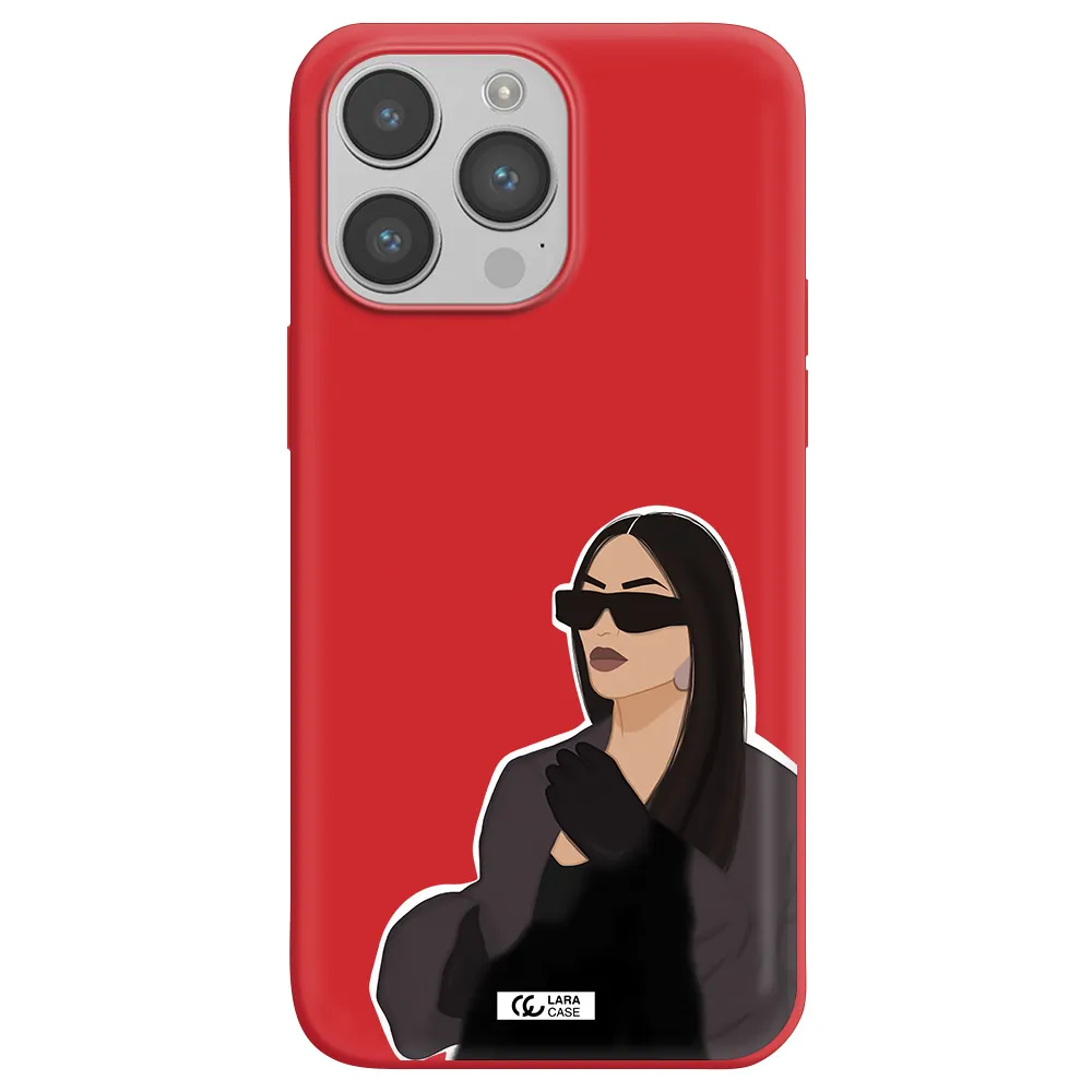 Minimalist Portrait Apple iPhone 14 pro Silicone Imperial Red Case