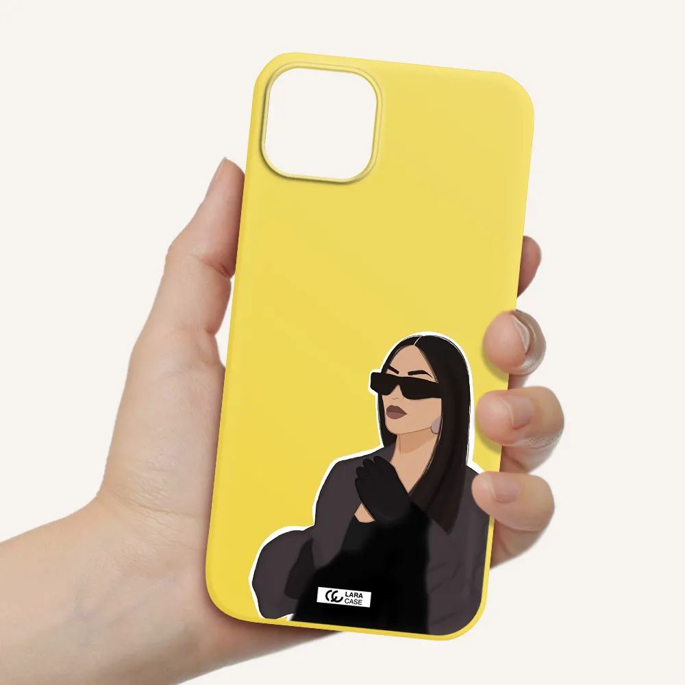 Minimalist Portrait Apple iPhone 14 Silicone canary yellow Case