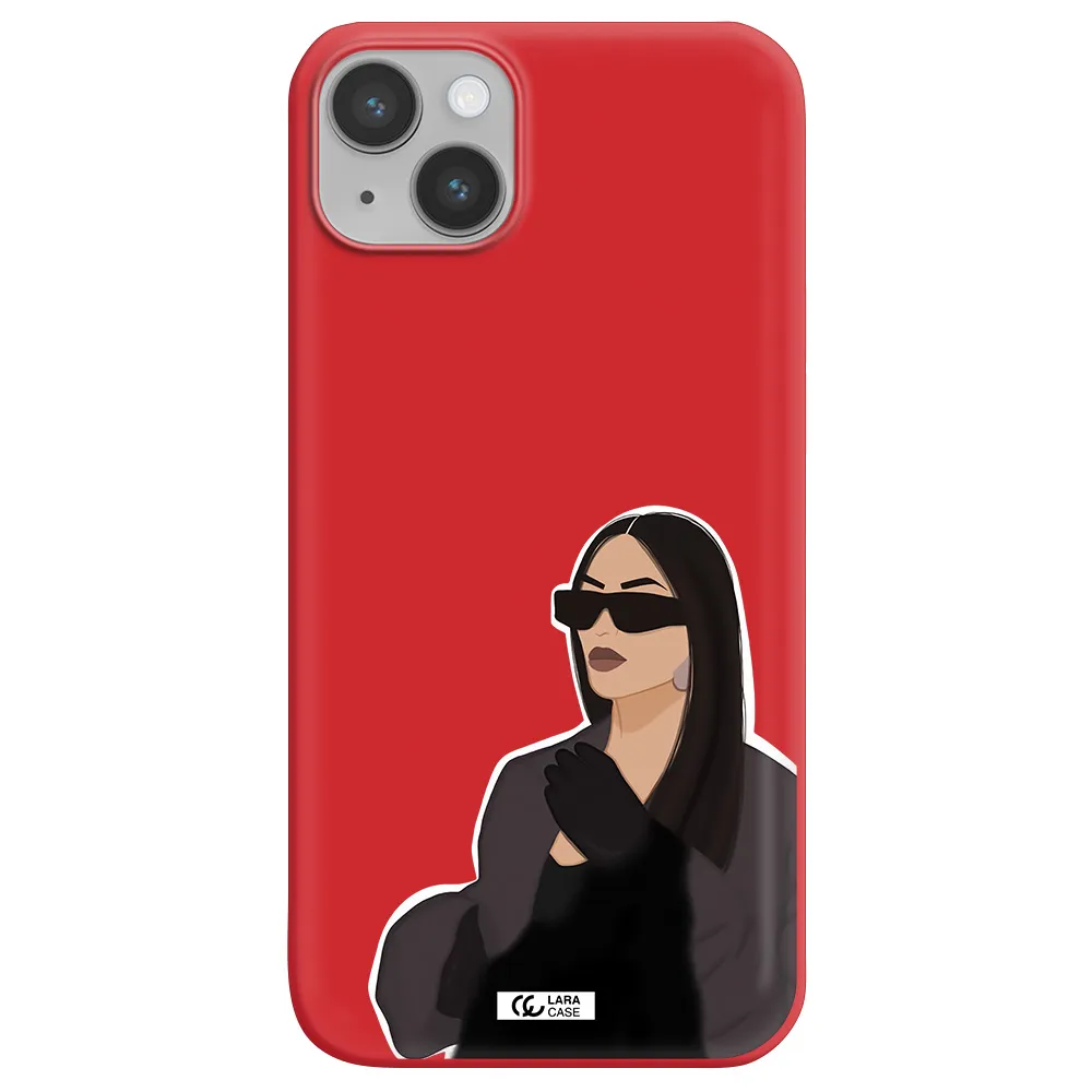 Minimalist Portrait Apple iPhone 14 Silicone Imperial Red Case