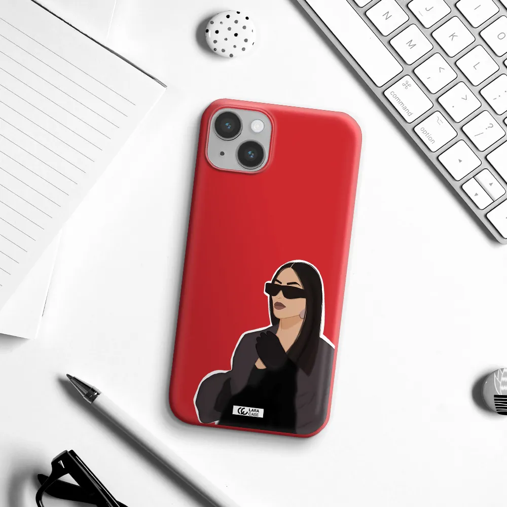 Minimalist Portrait Apple iPhone 14 Silicone Imperial Red Case