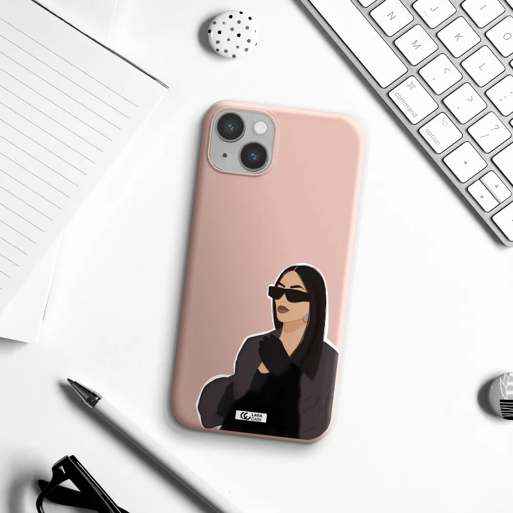 Minimalist Portrait Apple iPhone 14 Silicone pastel pink Case