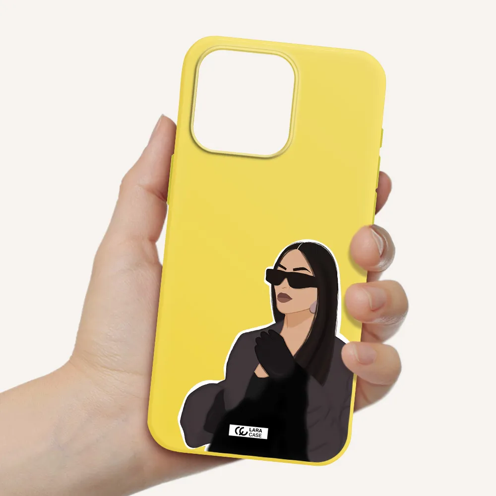 Minimalist Portrait Apple Iphone 15 Pro max Silicone canary yellow Case