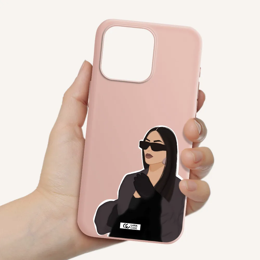 Minimalist Portrait Apple Iphone 15 Pro max Silicone pastel pink Case