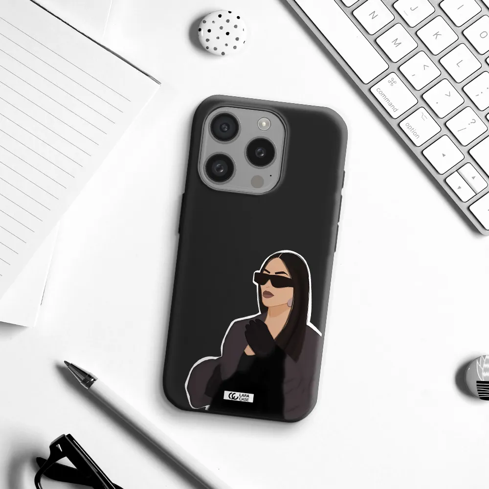 Minimalist Portrait Apple Iphone 15 Pro Silicone Black Case