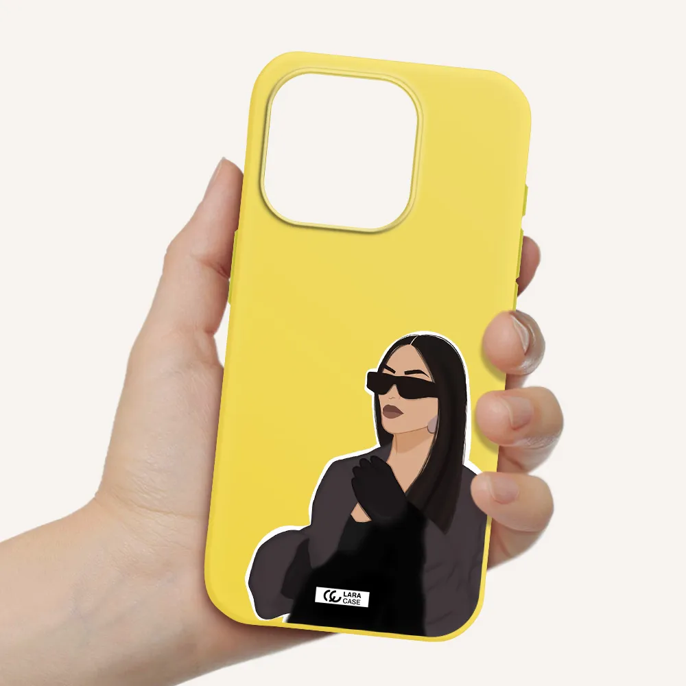 Minimalist Portrait Apple Iphone 15 Pro Silicone Canary Yellow Case
