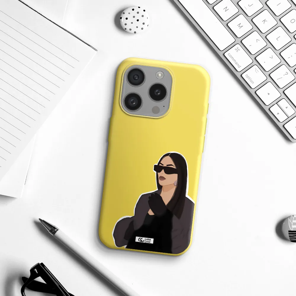 Minimalist Portrait Apple Iphone 15 Pro Silicone Canary Yellow Case