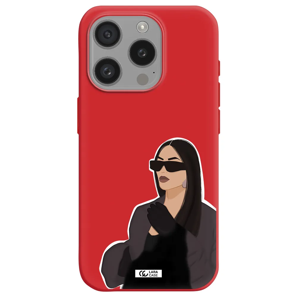 Minimalist Portrait Apple Iphone 15 Pro Silicone Imperial Red Case