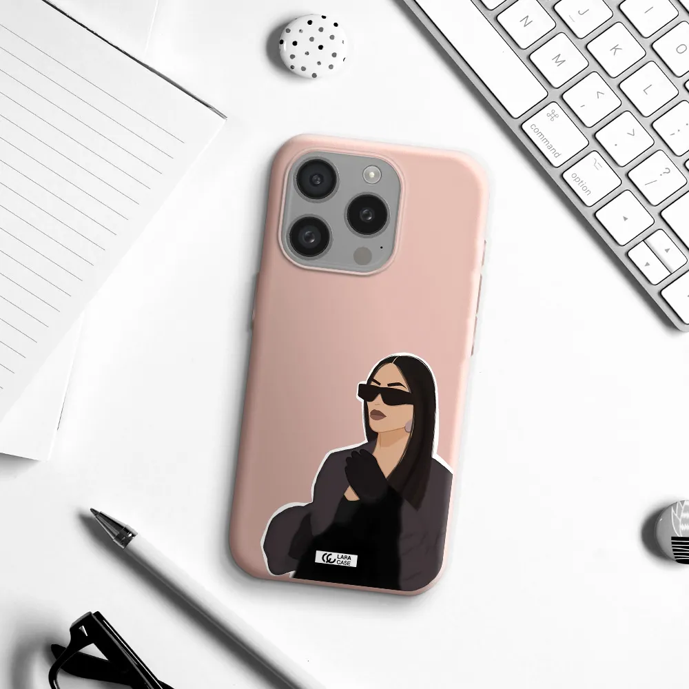 Minimalist Portrait Apple Iphone 15 Pro Silicone Pastel Pink Case