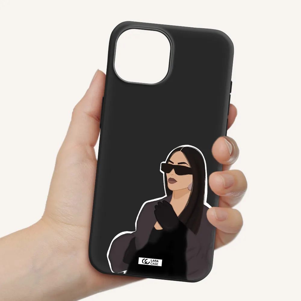 Minimalist Portrait Apple iPhone 15 Silicone black Case