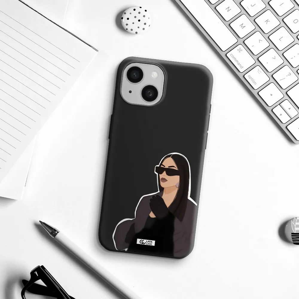 Minimalist Portrait Apple iPhone 15 Silicone black Case