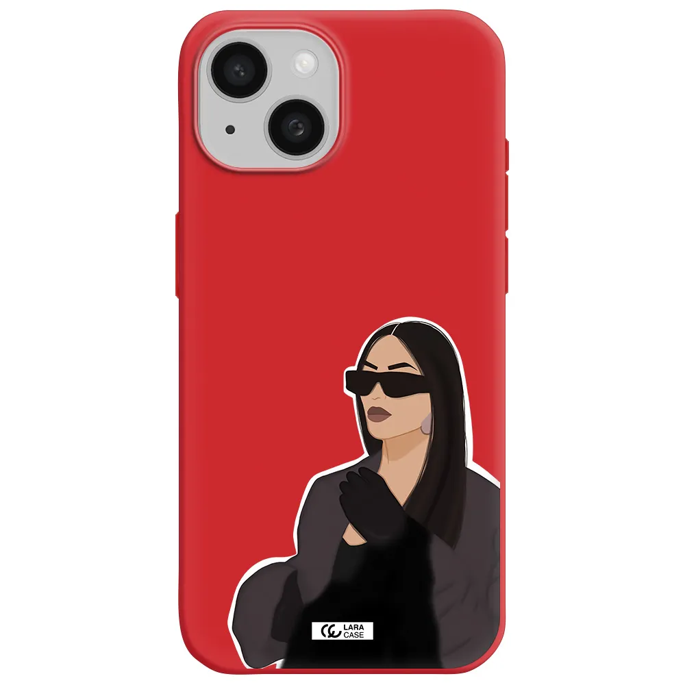 Minimalist Portrait Apple Iphone 15 Silicone Imperial Red Case