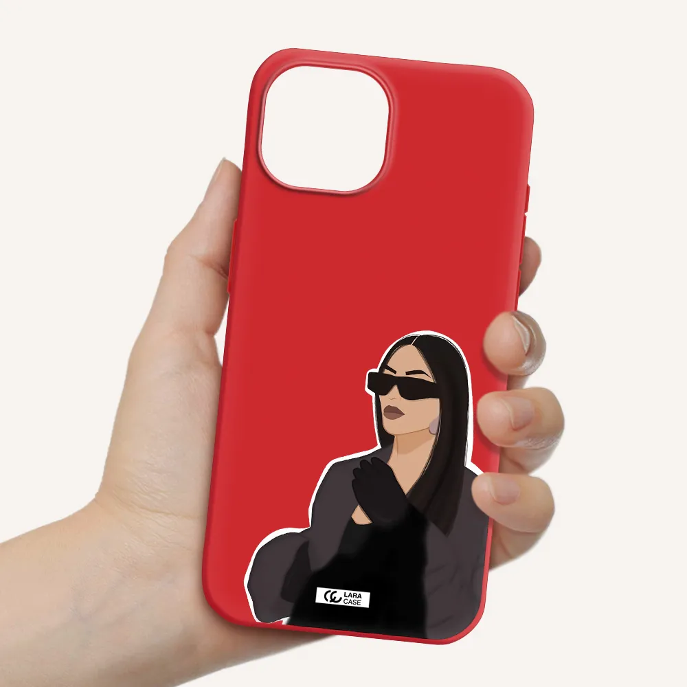 Minimalist Portrait Apple Iphone 15 Silicone Imperial Red Case