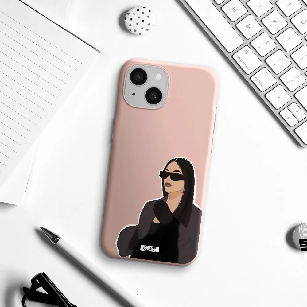 Minimalist Portrait Apple Iphone 15 Silicone Pastel Pink Case