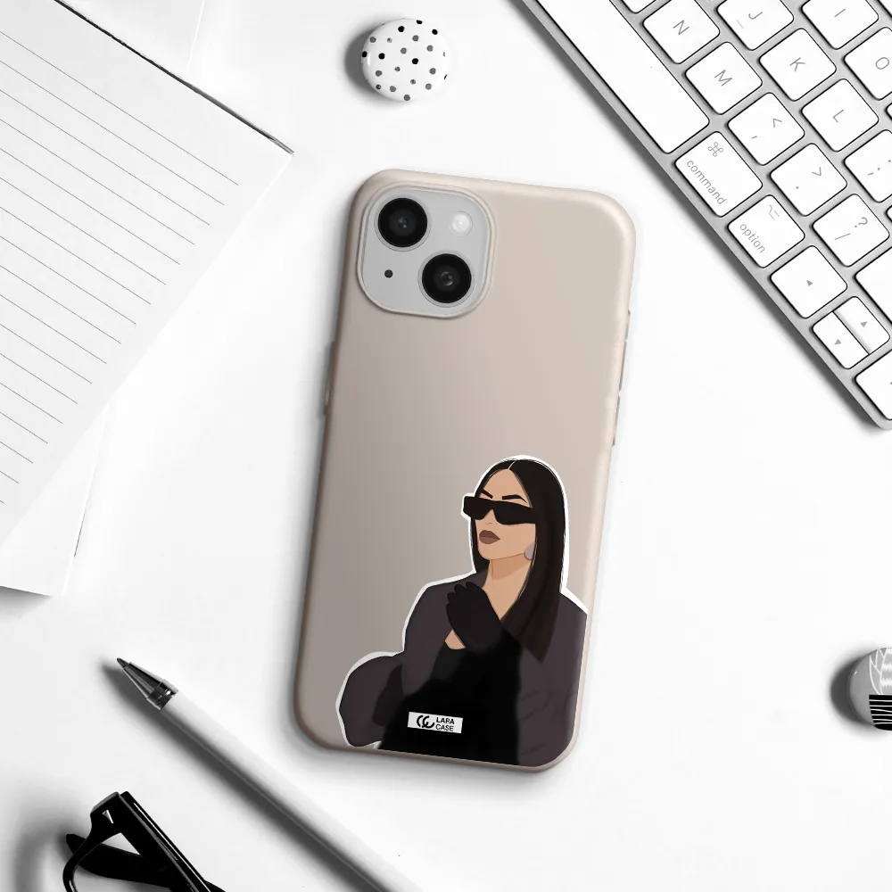 Minimalist Portrait Apple iPhone 15 Silicone Stone Case
