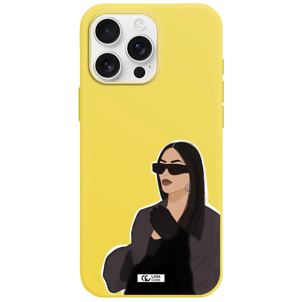 Minimalist Portrait Apple Iphone 16 Pro Max Silicone Canary Yellow Case