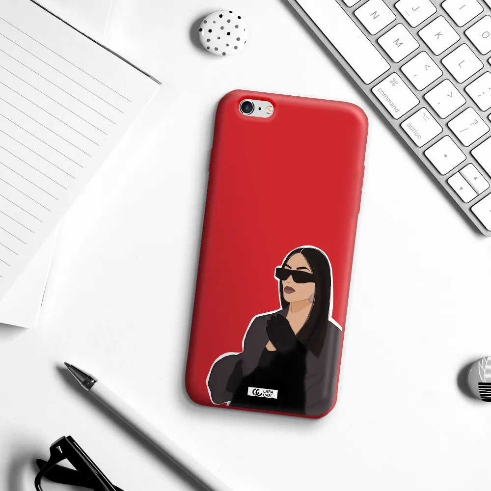 Minimalist Portrait Apple iPhone 6 plus Silicone Imperial Red Case