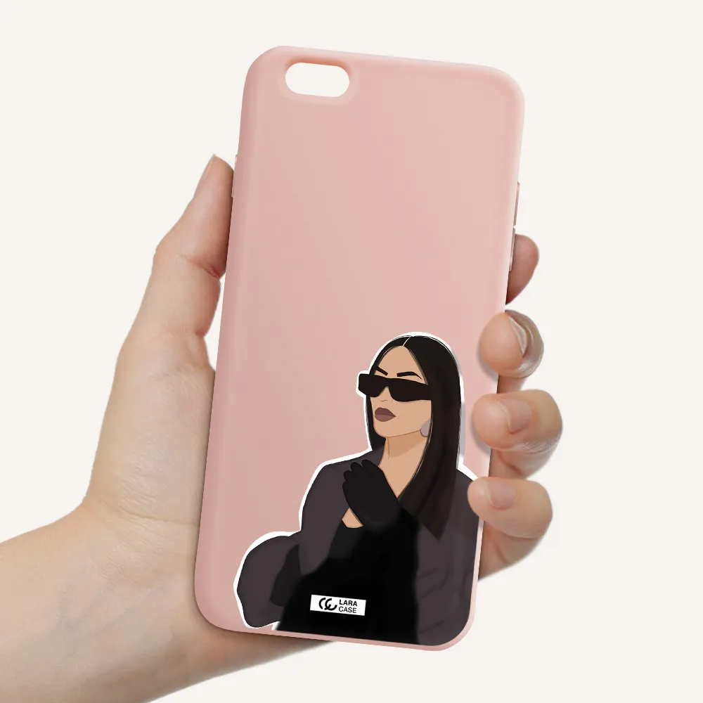 Minimalist Portrait Apple iPhone 6 plus Silicone pastel pink Case