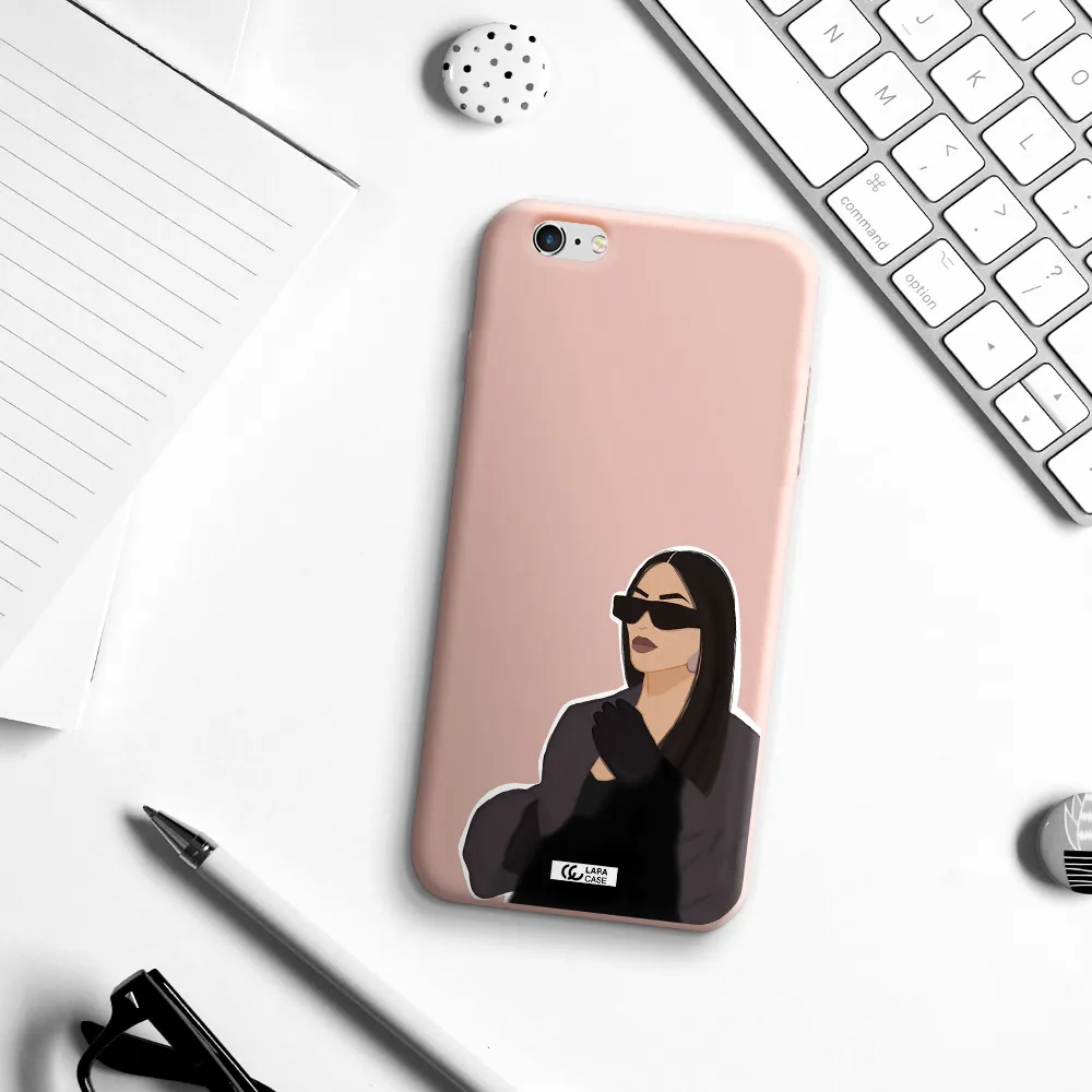 Minimalist Portrait Apple iPhone 6 plus Silicone pastel pink Case