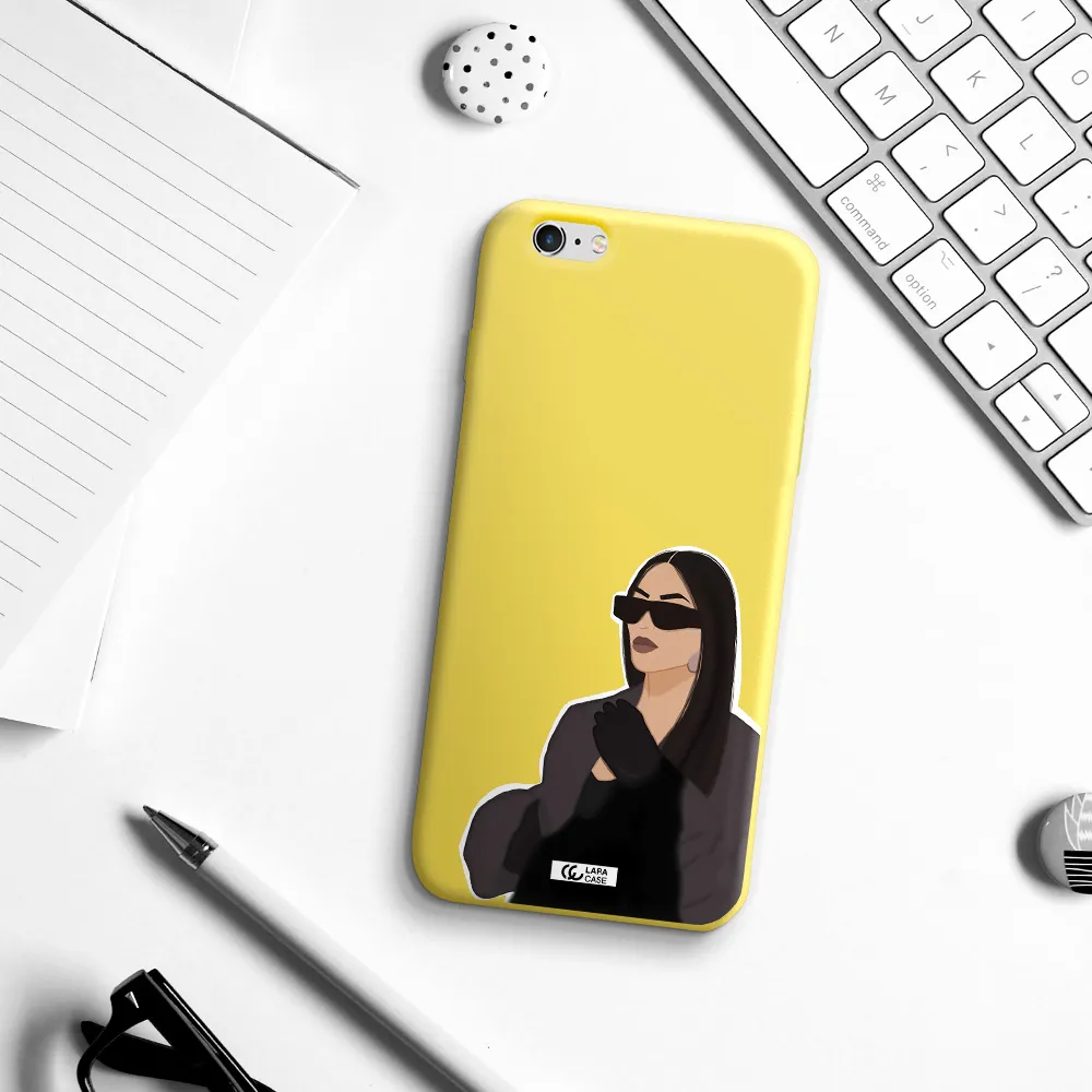 Minimalist Portrait Apple iPhone 6 s plus Silicone canary yellow Case