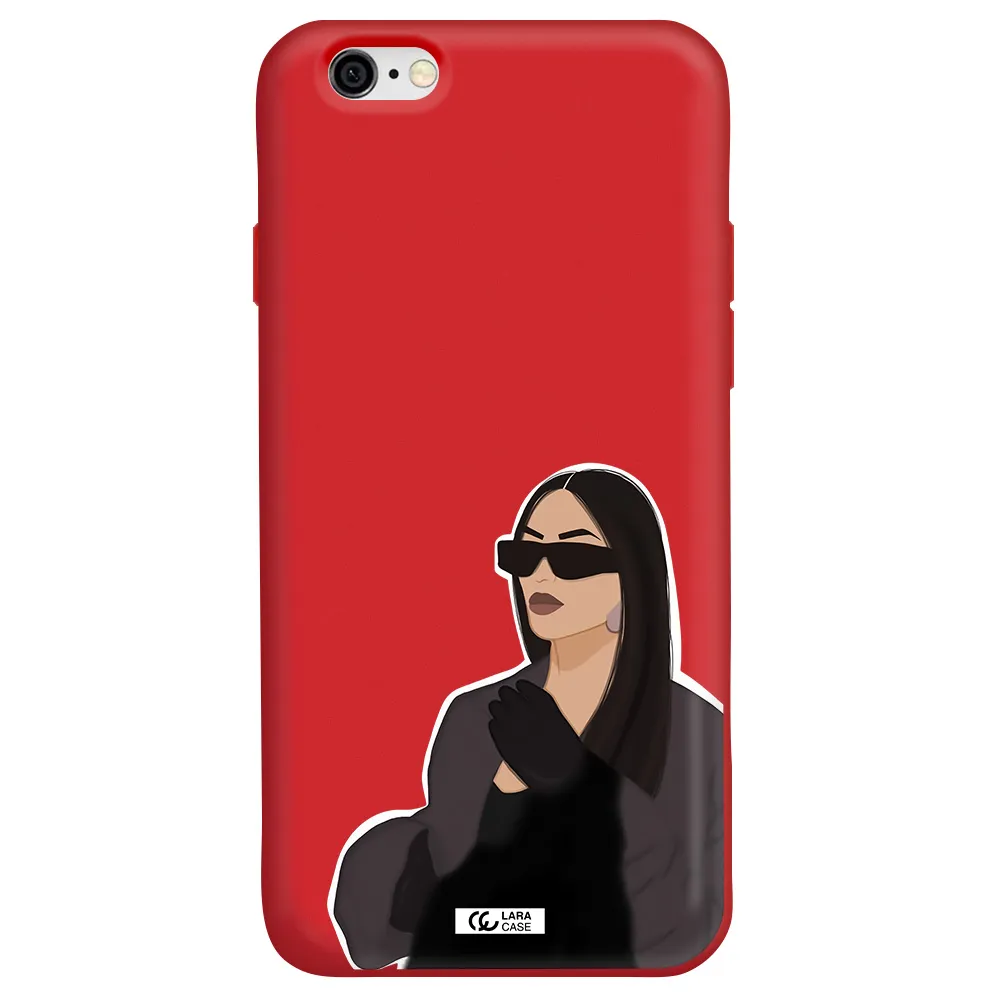 Minimalist Portrait Apple iPhone 6 Silicone Imperial Red Case