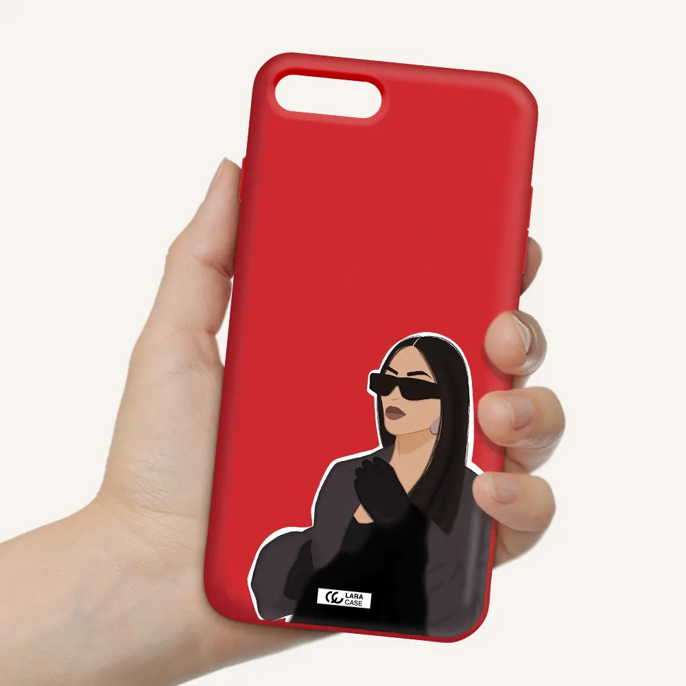 Minimalist Portrait Apple iPhone 7 plus Silicone Imperial Red Case