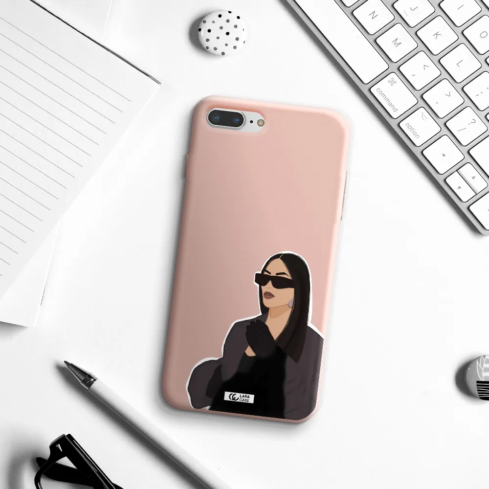 Minimalist Portrait Apple iPhone 7 plus Silicone pastel pink Case