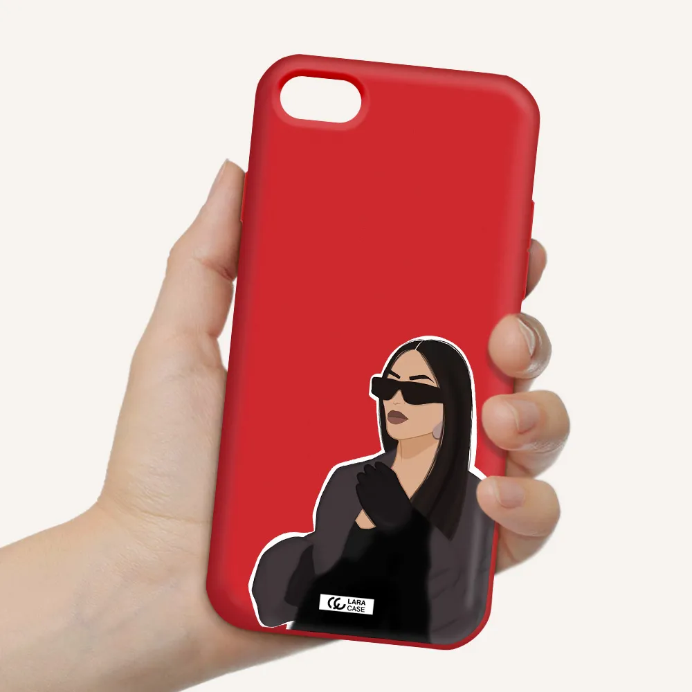 Minimalist Portrait Apple iPhone 7 Silicone Imperial Red Case