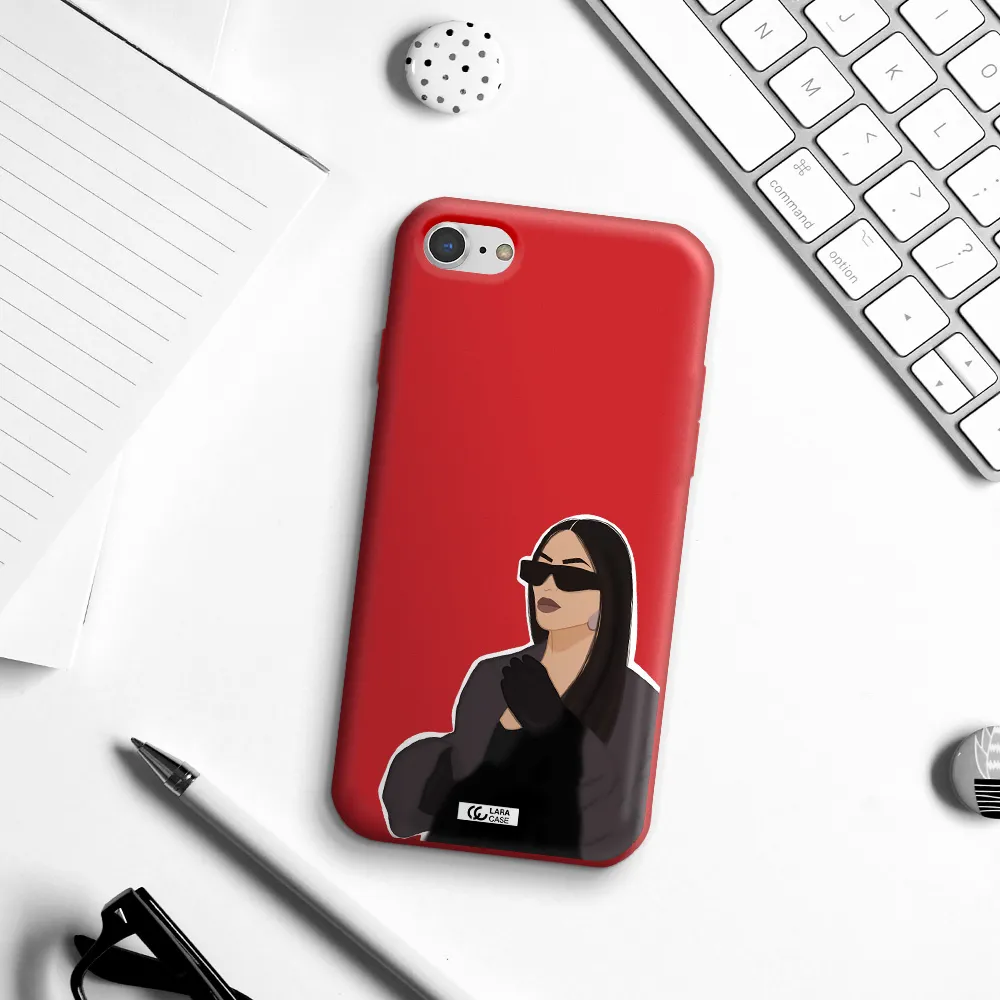 Minimalist Portrait Apple iPhone 7 Silicone Imperial Red Case