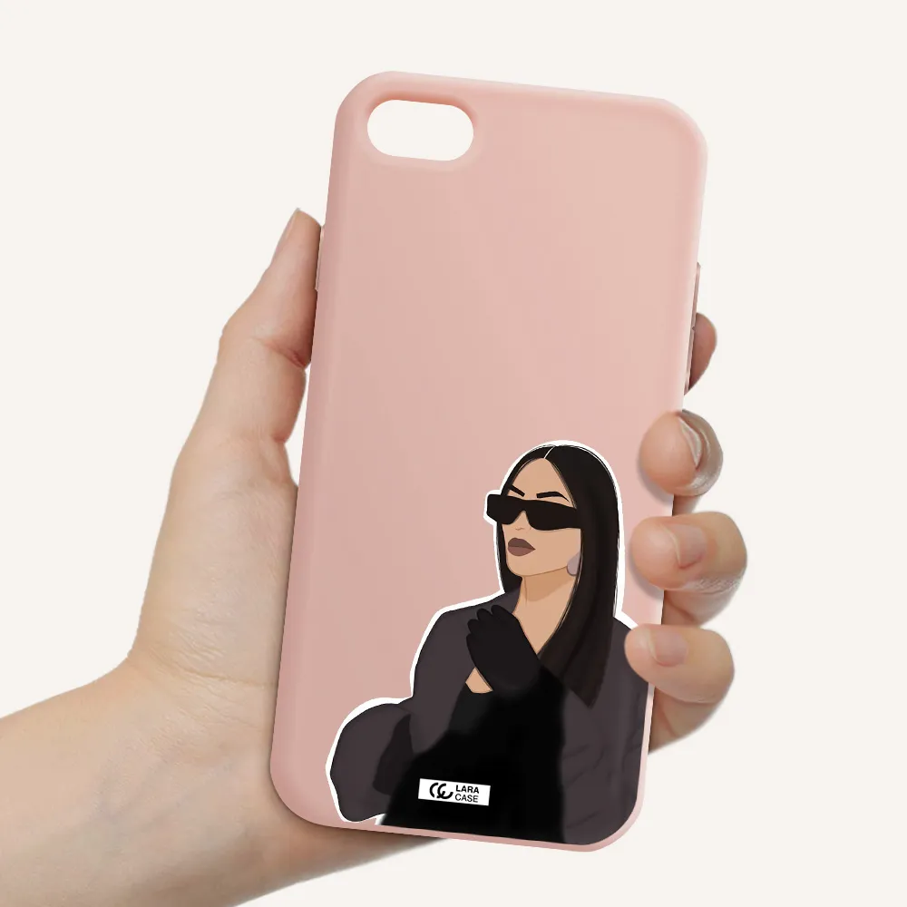 Minimalist Portrait Apple iPhone 7 Silicone pastel pink Case