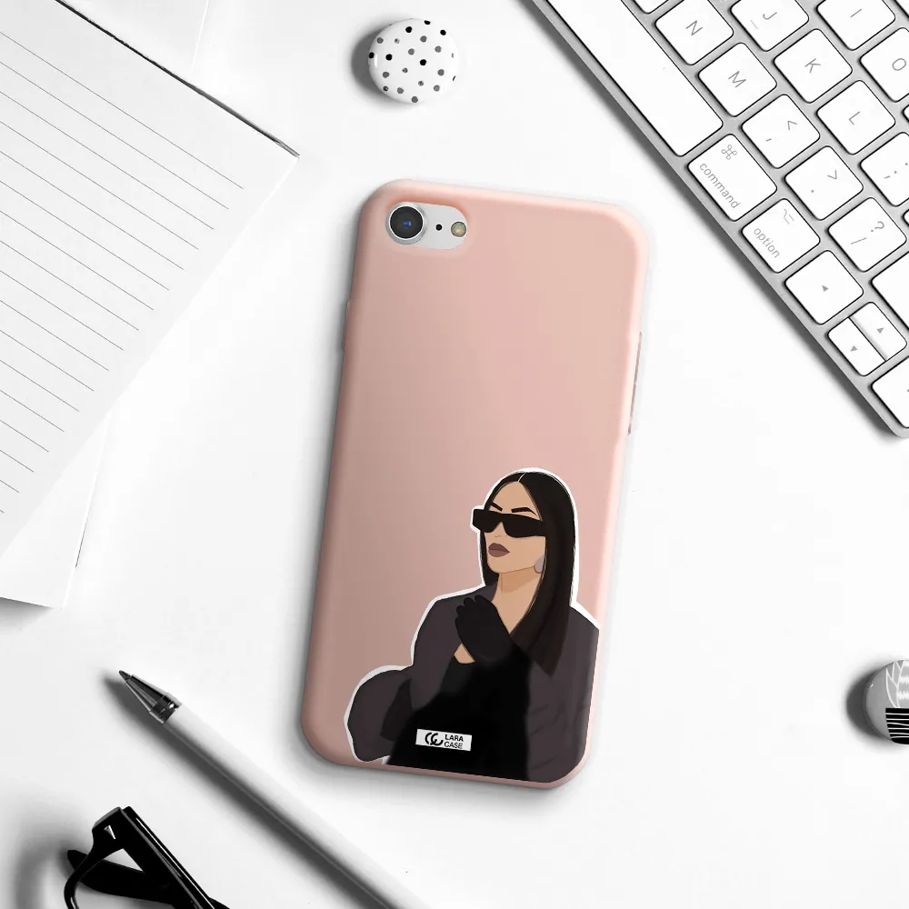 Minimalist Portrait Apple iPhone 7 Silicone pastel pink Case